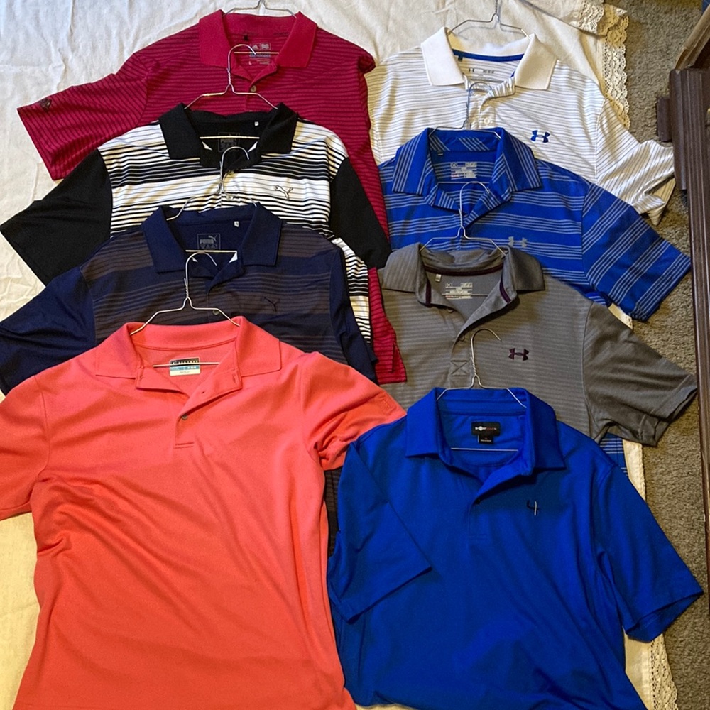 6 Medium, 1 Large Men’s Golf Shirt Bundle
